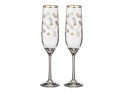 Набор бокалов для шампанского из 2 шт. "рождественские звезды" 190 мл..высота=24 см. Crystalex Cz (674-469) 
