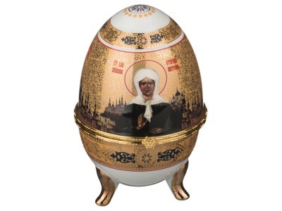 Шкатулка-яйцо "св. матрона московская" высота=12 см. Hangzhou Jinding (55-2394) 