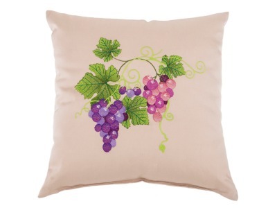 Декоративная подушка 35*35 "виноград", вышивка, х/ф, твил, 100% х/б (850-710-01) 