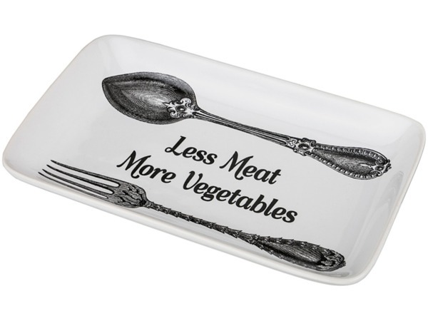 Блюдо 25*14,5 см. "меньше мяса-больше овощей" высота=3 см.без упаковки (мал-4/кор=24шт.) Agness (546-057)