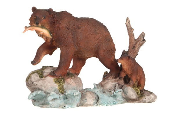 Фигурка "медведь с рыбой" высота=16 см. длина=25 см. цвет. карт. упак. (кор=8шт.) Lefard (252-088)