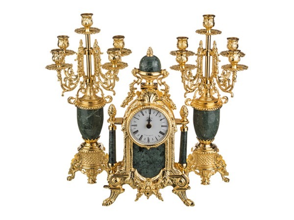 Набор:часы+2 подсвечника  циферблата=10 см. Olympus Brass (292-027) 