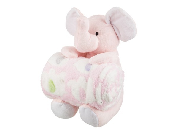 Плед с игрушкой "розовый слоник" 100*75 см., игрушка высота=25 см. Gree Textile (851-009) 