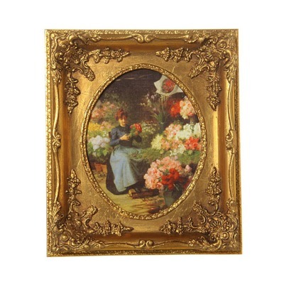Картина "дама с цветами" полотно 20*25 см. багет 32*38 см. F.a.l.snc (296-025) 