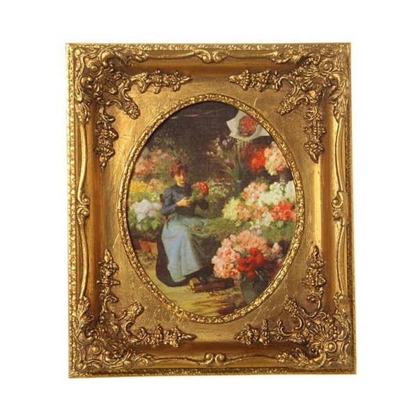 Картина "дама с цветами" полотно 20*25 см. багет 32*38 см. F.a.l.snc (296-025) 