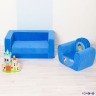 Раскладной бескаркасный (мягкий) детский диван серии "Классик", цв. Голубой (PCR316-06)