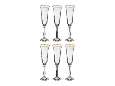 Набор бокалов для шампанского "анжела" из 6 шт. 190 мл..высота=25 см. Crystalex Cz (674-498) 