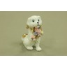 Фигурка "собачка  с корзиной цветов белая" высота=8 см. Hangzhou Jinding (98-199) 