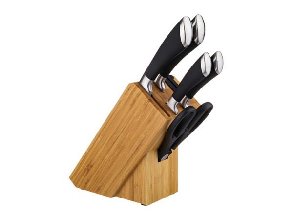 Набор ножей agness 6 пр.нжс на деревянной подставке с ножеточкой и ножницами (кор=6набор.) Agness (911-018)