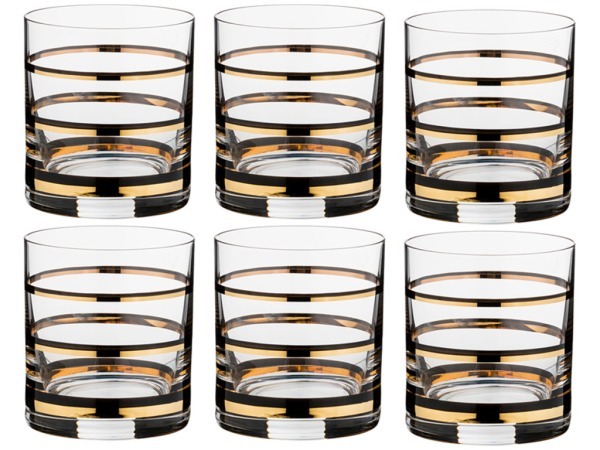Набор стаканов для виски "wellness" (gold & black) 280 мл.высота=10 см. Bohemia Crystal (674-562)