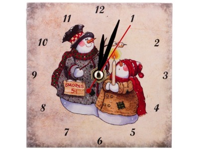 Часы "снеговики" 10*10 см. Ооо "глассмун" (354-1208) 