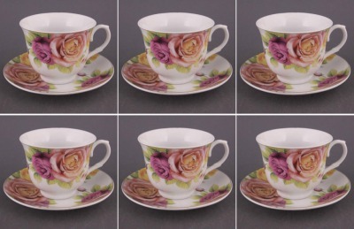 Чайный набор на 6 персон 12 пр. "розы" 250 мл. Porcelain Manufacturing (389-117) 