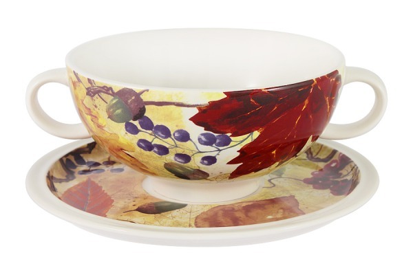 Суповая чашка на блюдце Кленовый лист - IMB0304A-A2351 IMARI