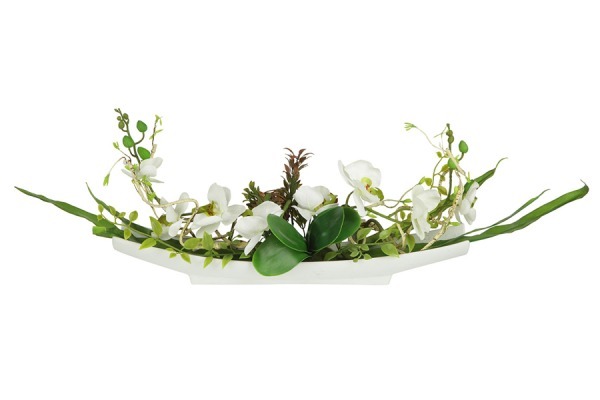 Декоративные цветы Орхидея белая на керамической подставке - DG-15004-AL Dream Garden