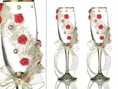 Набор бокалов для шампанского из 2 шт. с золотой каймой 170 мл. (802-510207) 