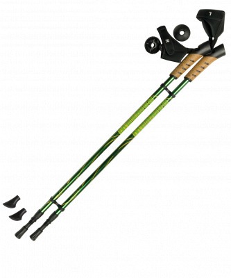 Палки для скандинавской ходьбы Rainbow, 83-135 см, 2-секционные, зелёные/жёлтые (174138)