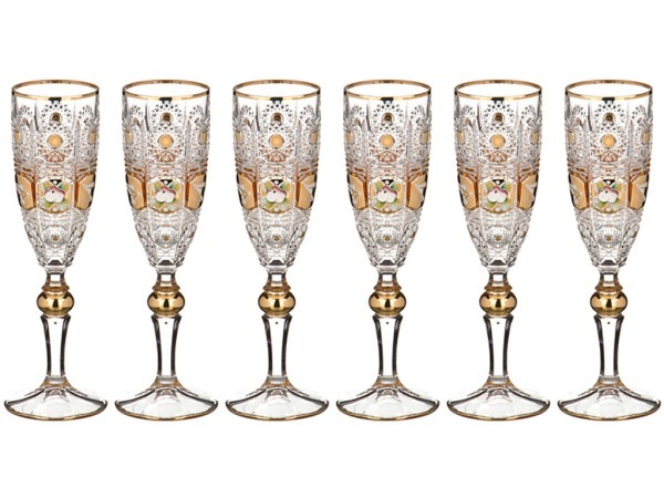 Набор бокалов для шампанского из 6 шт. "pk500" 180 мл. высота=21,5 см. Bohemia Jihlava (663-104) 