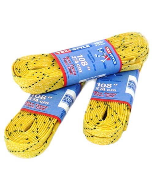 Шнурки для коньков с пропиткой W917, пара, 2,74 м, желтые (87022)