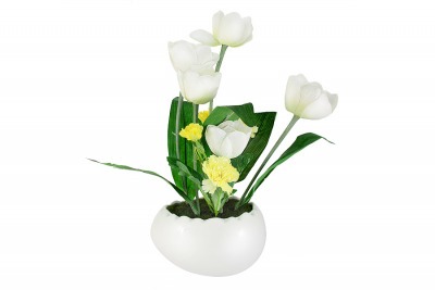 Декоративные цветы Тюльпаны белые в керамической вазе Dream Garden (DG-R16026-AL)