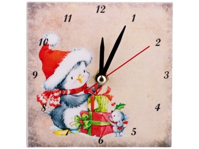 Часы "пингвин с мышонком" 10*10 см. Ооо "глассмун" (354-1205) 