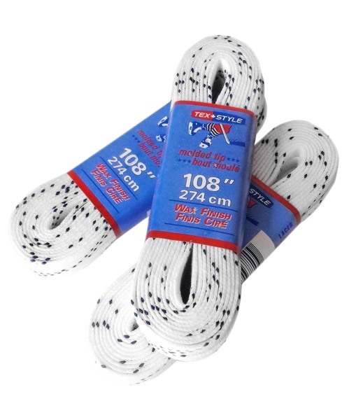 Шнурки для коньков с пропиткой W915, пара, 2,74 м, белые (87024)
