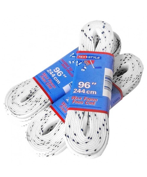 Шнурки для коньков с пропиткой W915, пара, 2,44 м, белые (87025)