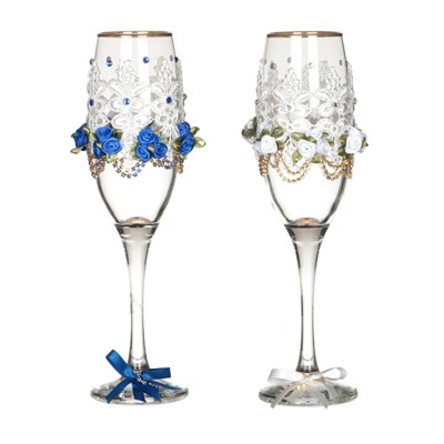 Набор бокалов для шампанского из 2 шт. с золотой каймой 170 мл. (802-510226) 