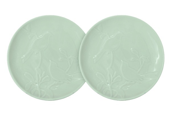 Набор из 2-х тарелок закусочных Птицы (зеленая) SantaFe (SL-SP15016gr-AL)