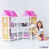 2-этажный кукольный дом (угловой) с 4 комнатами, мебелью и 2 куклами в наборе (PPCD116-03)