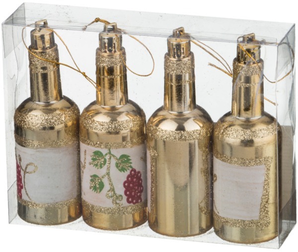 Декоративное изделие:набор бутылочек "вино" из 4 шт. цвет: золото высота=10 см  (кор=160 наб.) Lefard (858-053)