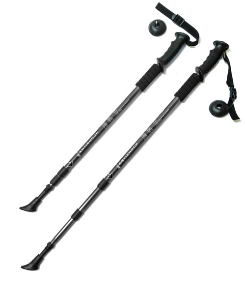 Палки для скандинавской ходьбы, F18435, 60-135 см, 3-секционные, черные (237676)
