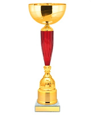 Кубок металлический КМ1475c, золотой/красный, 29 см (100798)
