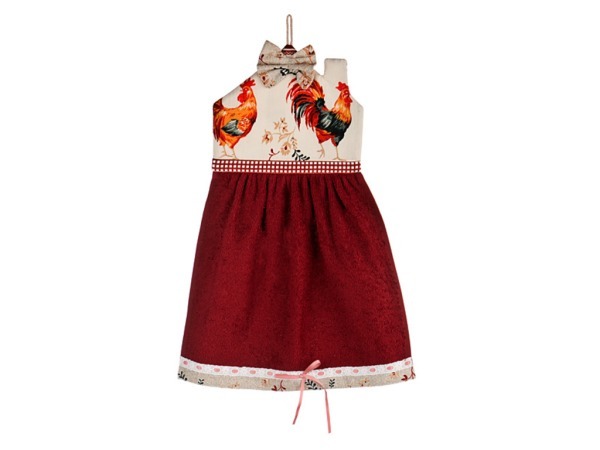Полотенце-платье для рук "домик в деревне" махра/хлопок,100% х/б,бордовый Оптпромторг Ооо (850-532-3) 