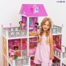 3-этажный кукольный дом с 7 комнатами, мебелью и 3 куклами в наборе (PPCD116-08)