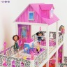 3-этажный кукольный дом с 7 комнатами, мебелью и 3 куклами в наборе (PPCD116-08)