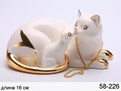 Фигурка "кошка с котенком" с цепочкой длина=15 см Hangzhou Jinding (58-226) 