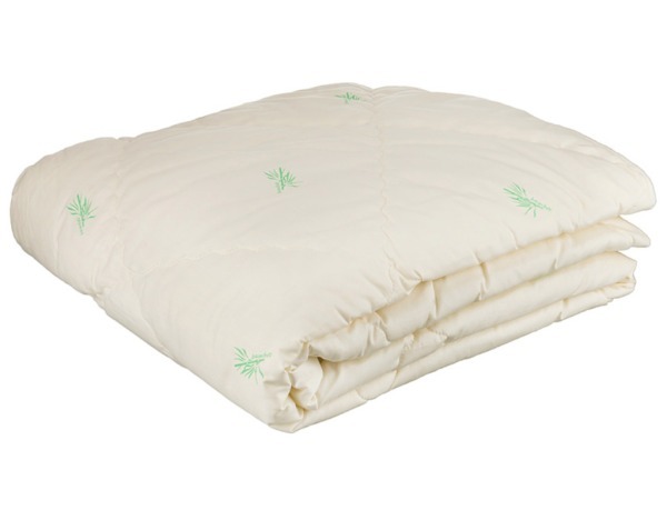 Одеяло бамбук легкое  172*205 см , верх: тик-100% хлопок, наполнитель:100% полиэстер, сливочный с ри (556-172) 