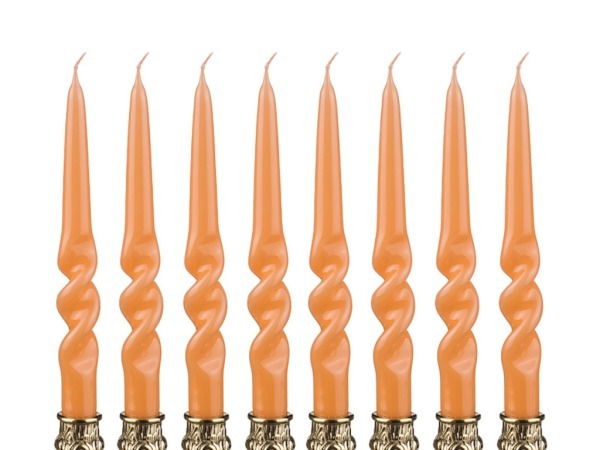 Набор свечей из 8 шт."альфа" лакированный, оранжевый высота=23 см (кор=6набор.) Adpal (348-087)