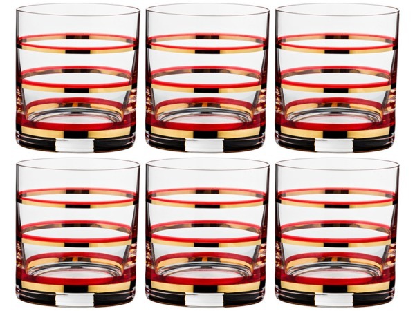Набор стаканов для виски "wellness" (gold & red) 280 мл.высота=10 см. Bohemia Crystal (674-564)
