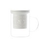 Кружка стекл с ситечком и крышкой из фарфора Лилия (белая) в подарочной упаковке - MW542-EJ0004 Maxwell & Williams
