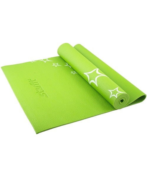 Коврик для йоги FM-102, PVC, 173x61x0,5 см, с рисунком, зеленый (78618)