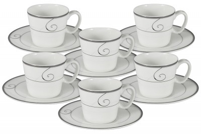 Набор 12 предметов для кофе Волна: 6 чашек + 6 блюдец - AL-17052_12C-E5 Anna Lafarg Emily