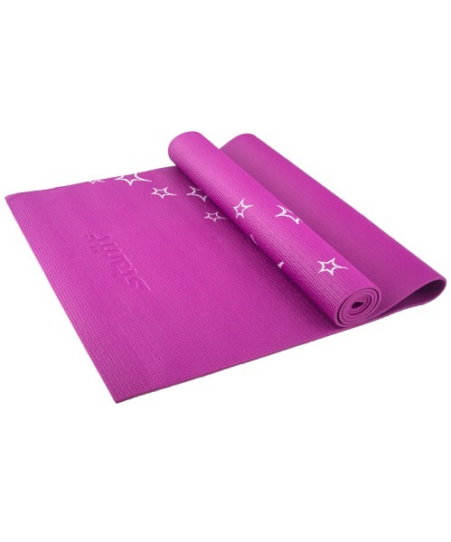 Коврик для йоги FM-102, PVC, 173x61x0,3 см, с рисунком, фиолетовый (129890)