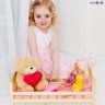 Классическая кроватка для кукол, розовый текстиль (PFD116)