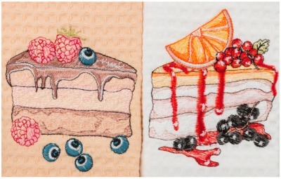 Комплект полотенец "десерт-тортики" вафельные  40х60см из 2 шт, розовые\белое Оптпромторг Ооо (850-453-52) 