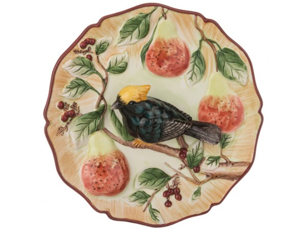 Тарелка декоративная "птица на грушевой ветке" диаметр=20 см. высота=5 см. Hebei Grinding (59-067) 