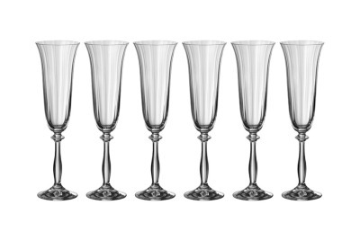 Набор бокалов для шампанского из 6 шт. "анжела оптик" 190 мл высота=24 см Bohemia Crystal (674-188)
