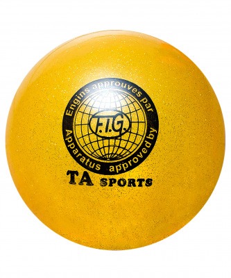 Мяч для художественной гимнастики 19 см, жёлтый с блестками (2184)