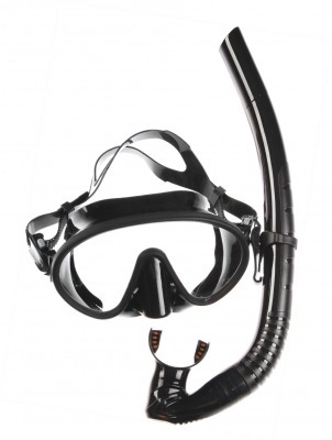 Набор маска,трубка WAVE MS-1328S66 силикон,черный (53041)