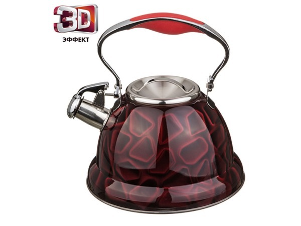 Чайник со свистком и рисунком "3d",  3,2 л,индукционное дно Powise Industrial (937-503) 